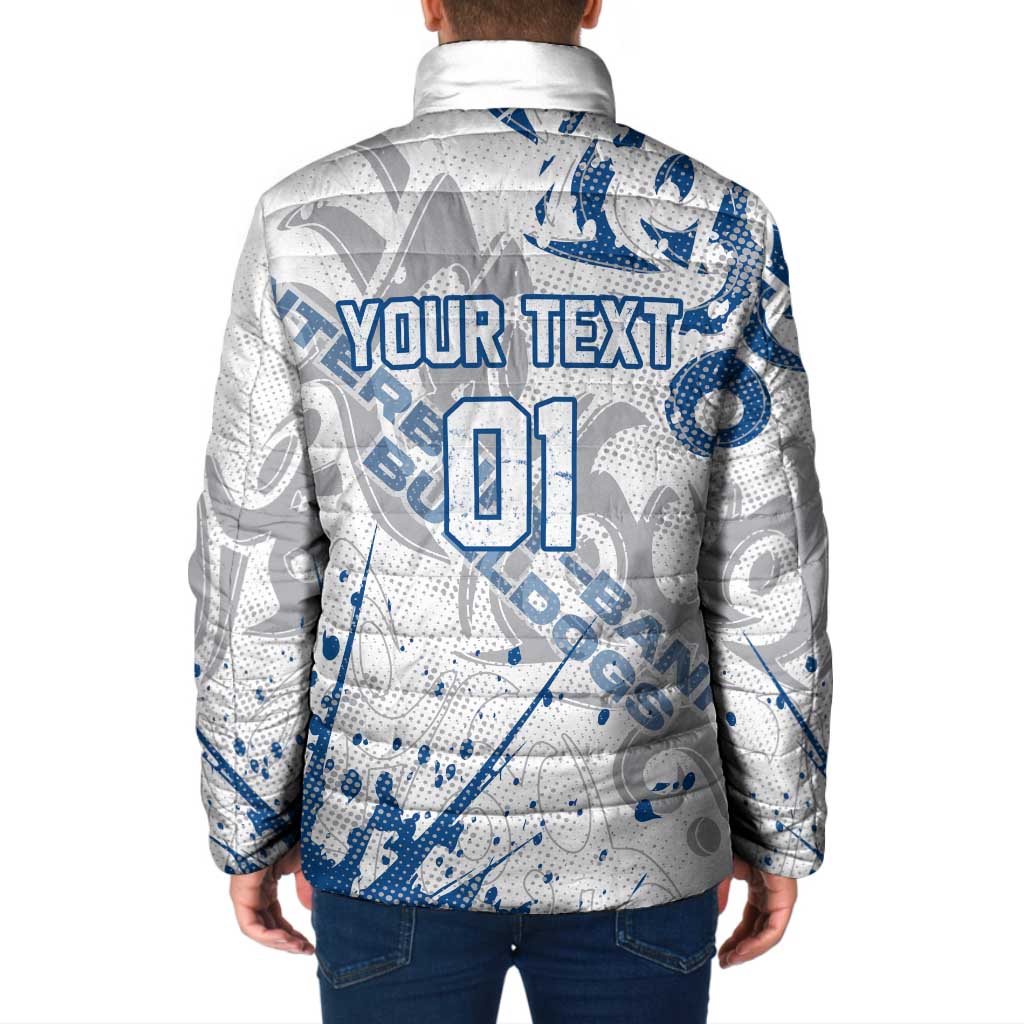 Personalized Canterbury-Bankstown Bulldogs Rugby Padded Jacket Urban Street Graffiti Style - Distressed Splatter Elements