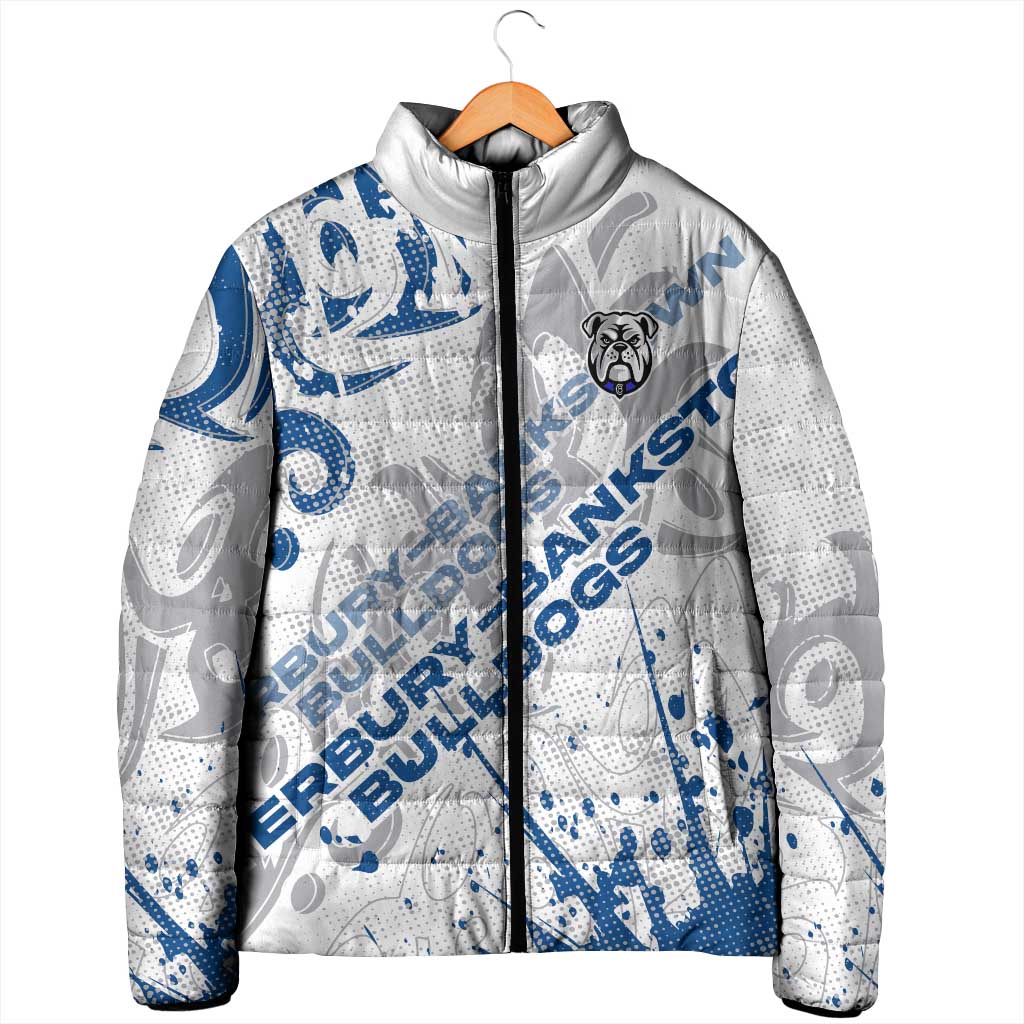 Personalized Canterbury-Bankstown Bulldogs Rugby Padded Jacket Urban Street Graffiti Style - Distressed Splatter Elements