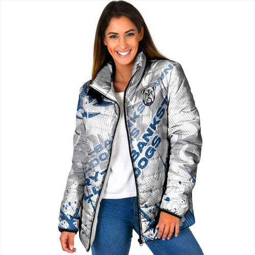 Personalized Canterbury-Bankstown Bulldogs Rugby Padded Jacket Urban Street Graffiti Style - Distressed Splatter Elements