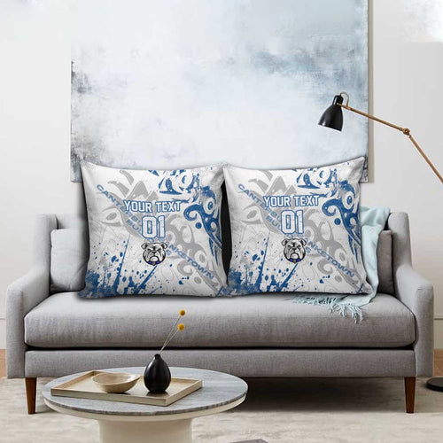 Personalized Canterbury-Bankstown Bulldogs Rugby Pillow Cover Urban Street Graffiti Style - Distressed Splatter Elements