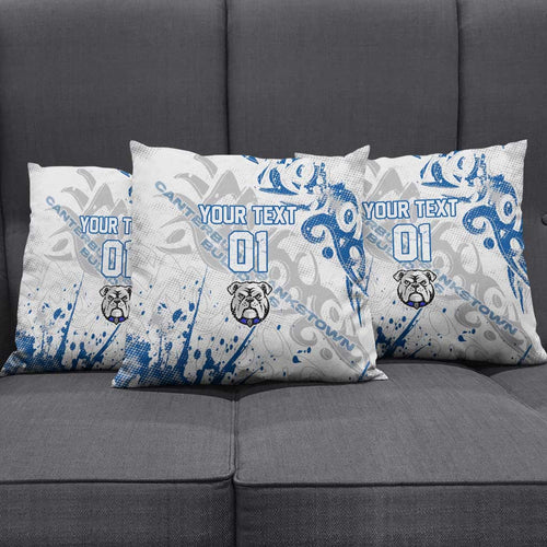 Personalized Canterbury-Bankstown Bulldogs Rugby Pillow Cover Urban Street Graffiti Style - Distressed Splatter Elements