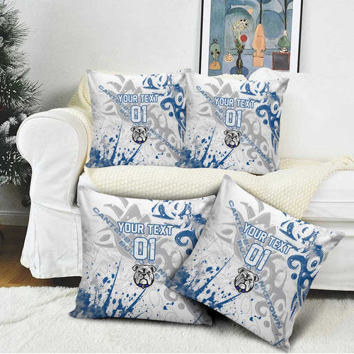 Personalized Canterbury-Bankstown Bulldogs Rugby Pillow Cover Urban Street Graffiti Style - Distressed Splatter Elements
