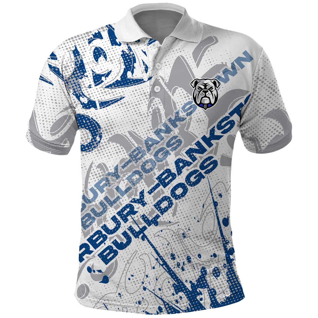 Personalized Canterbury-Bankstown Bulldogs Rugby Polo Shirt Urban Street Graffiti Style - Distressed Splatter Elements