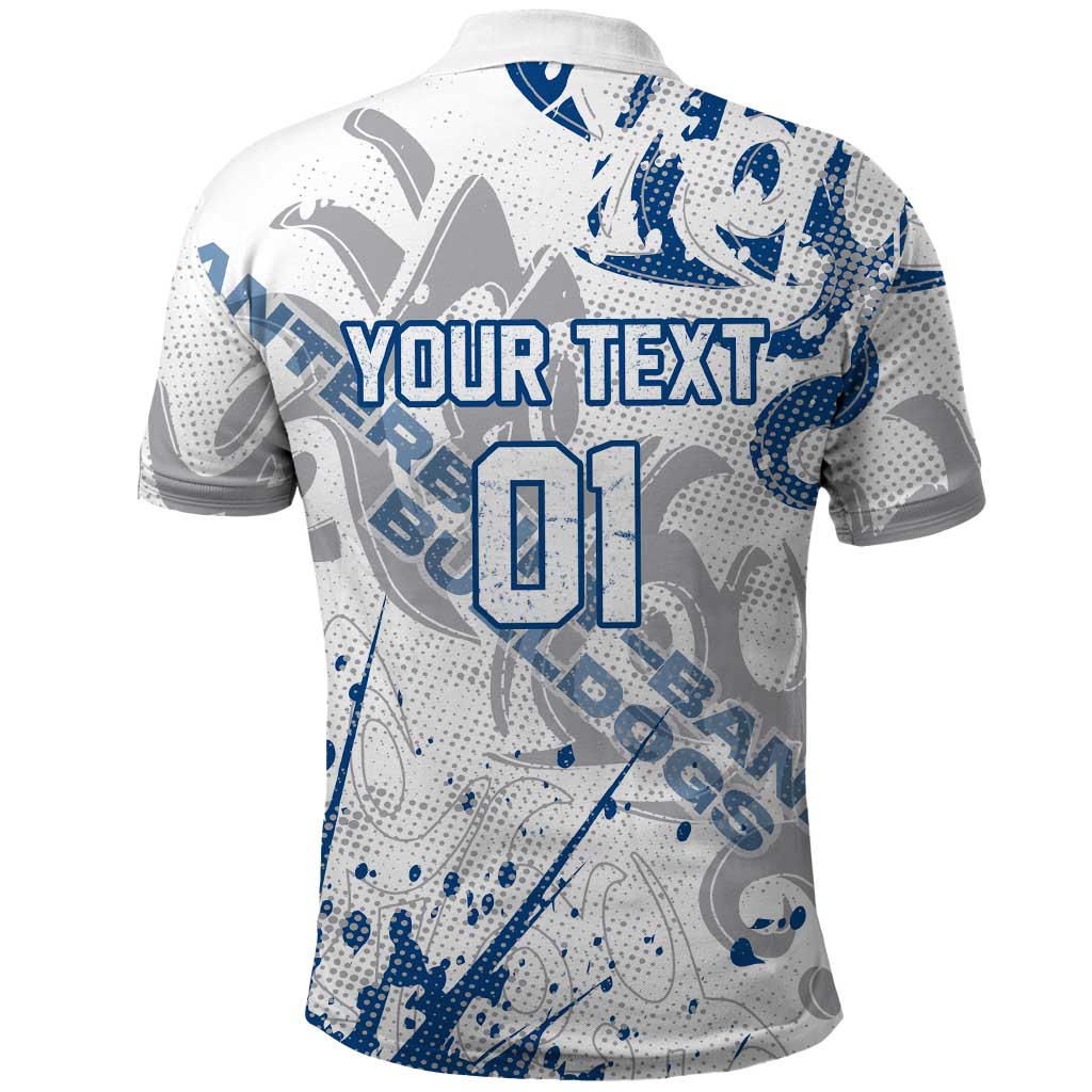 Personalized Canterbury-Bankstown Bulldogs Rugby Polo Shirt Urban Street Graffiti Style - Distressed Splatter Elements