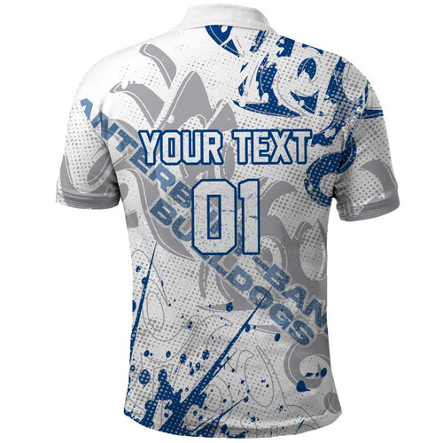 Personalized Canterbury-Bankstown Bulldogs Rugby Polo Shirt Urban Street Graffiti Style - Distressed Splatter Elements