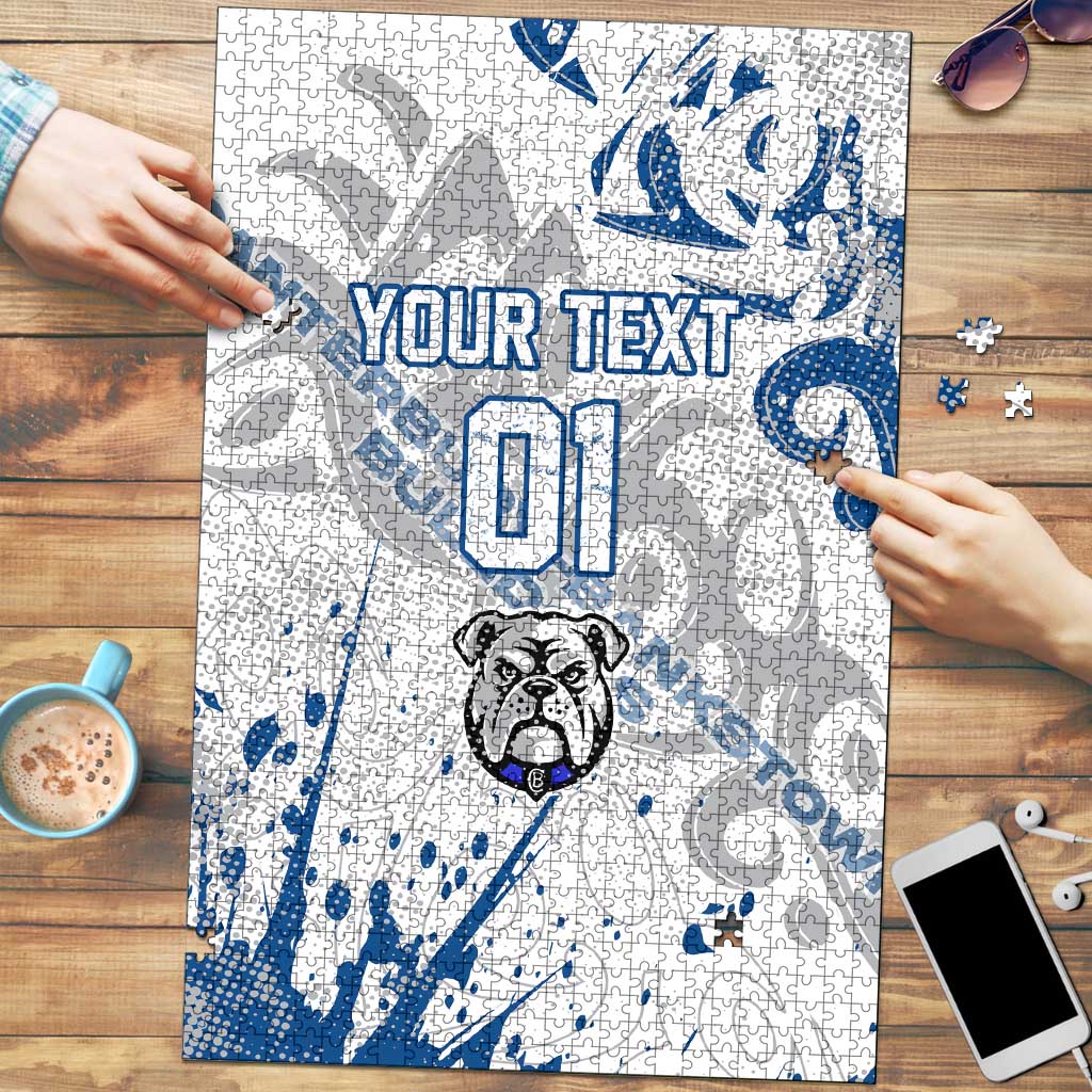 Personalized Canterbury-Bankstown Bulldogs Rugby Puzzle Urban Street Graffiti Style - Distressed Splatter Elements
