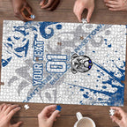 Personalized Canterbury-Bankstown Bulldogs Rugby Puzzle Urban Street Graffiti Style - Distressed Splatter Elements