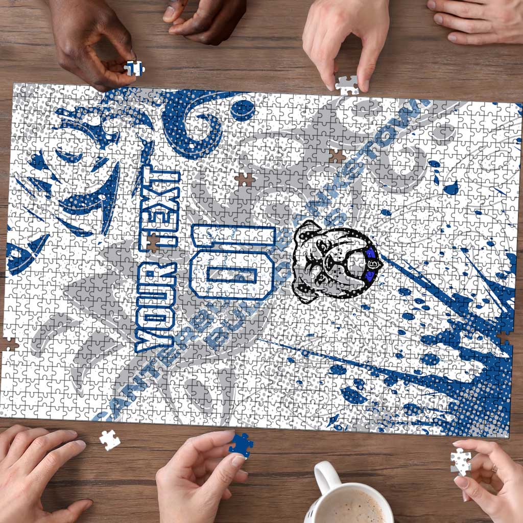 Personalized Canterbury-Bankstown Bulldogs Rugby Puzzle Urban Street Graffiti Style - Distressed Splatter Elements