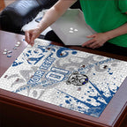 Personalized Canterbury-Bankstown Bulldogs Rugby Puzzle Urban Street Graffiti Style - Distressed Splatter Elements