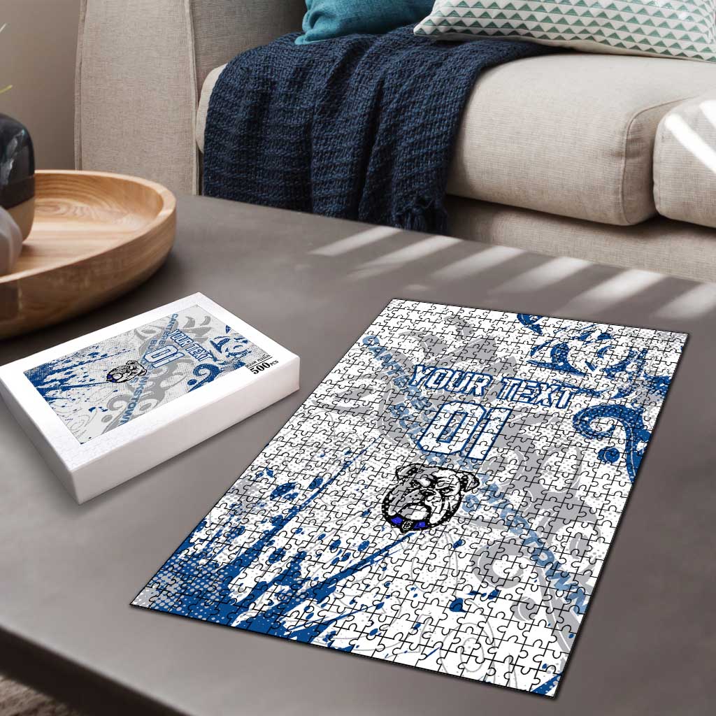 Personalized Canterbury-Bankstown Bulldogs Rugby Puzzle Urban Street Graffiti Style - Distressed Splatter Elements