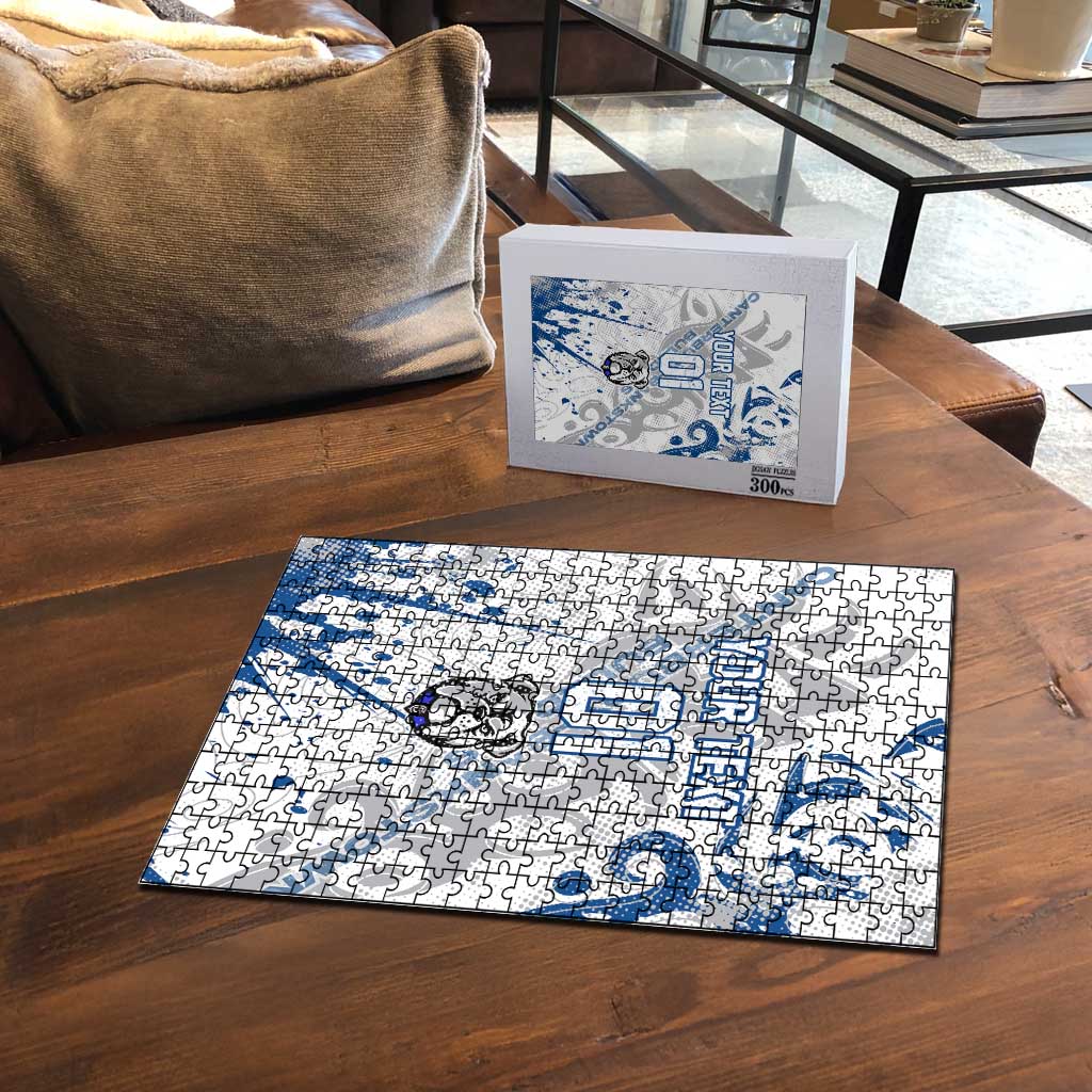 Personalized Canterbury-Bankstown Bulldogs Rugby Puzzle Urban Street Graffiti Style - Distressed Splatter Elements