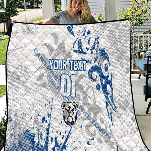Personalized Canterbury-Bankstown Bulldogs Rugby Quilt Urban Street Graffiti Style - Distressed Splatter Elements