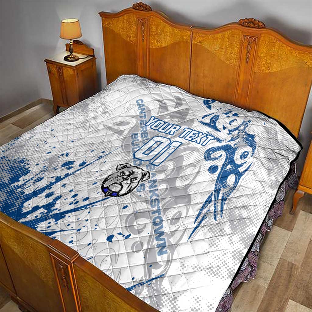 Personalized Canterbury-Bankstown Bulldogs Rugby Quilt Urban Street Graffiti Style - Distressed Splatter Elements