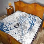Personalized Canterbury-Bankstown Bulldogs Rugby Quilt Urban Street Graffiti Style - Distressed Splatter Elements
