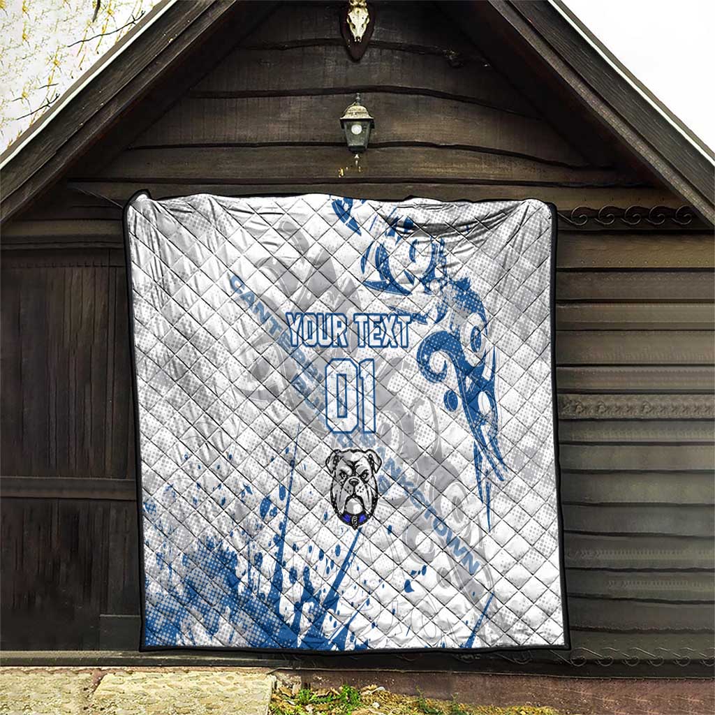 Personalized Canterbury-Bankstown Bulldogs Rugby Quilt Urban Street Graffiti Style - Distressed Splatter Elements