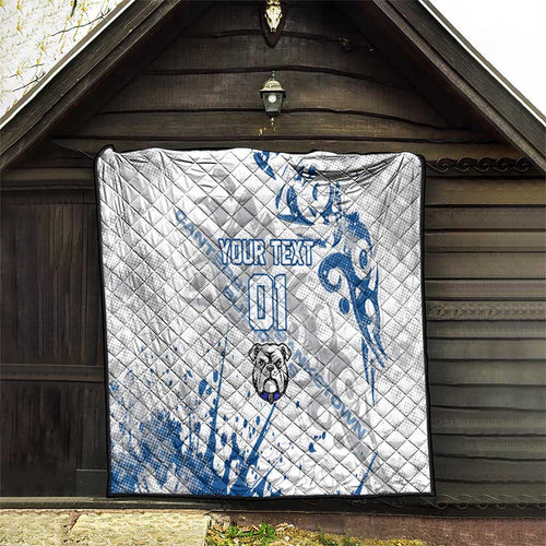 Personalized Canterbury-Bankstown Bulldogs Rugby Quilt Urban Street Graffiti Style - Distressed Splatter Elements