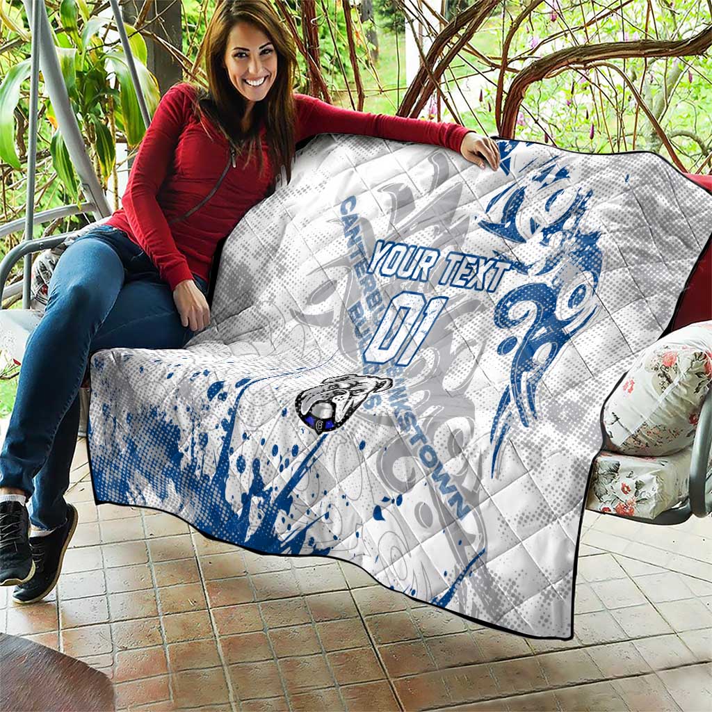 Personalized Canterbury-Bankstown Bulldogs Rugby Quilt Urban Street Graffiti Style - Distressed Splatter Elements