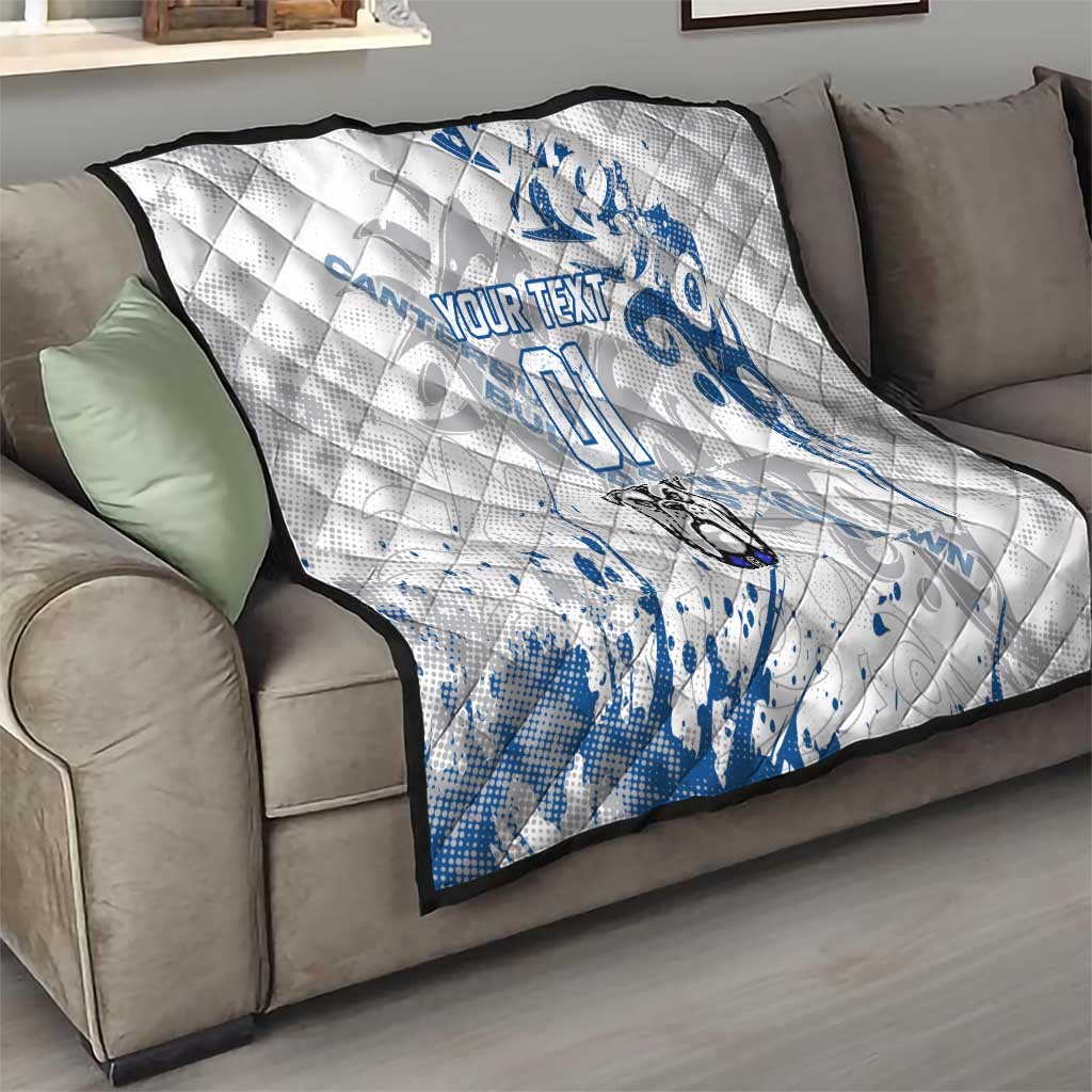 Personalized Canterbury-Bankstown Bulldogs Rugby Quilt Urban Street Graffiti Style - Distressed Splatter Elements