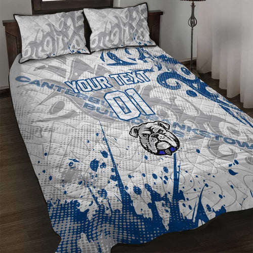 Personalized Canterbury-Bankstown Bulldogs Rugby Quilt Bed Set Urban Street Graffiti Style - Distressed Splatter Elements