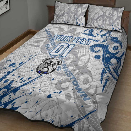 Personalized Canterbury-Bankstown Bulldogs Rugby Quilt Bed Set Urban Street Graffiti Style - Distressed Splatter Elements