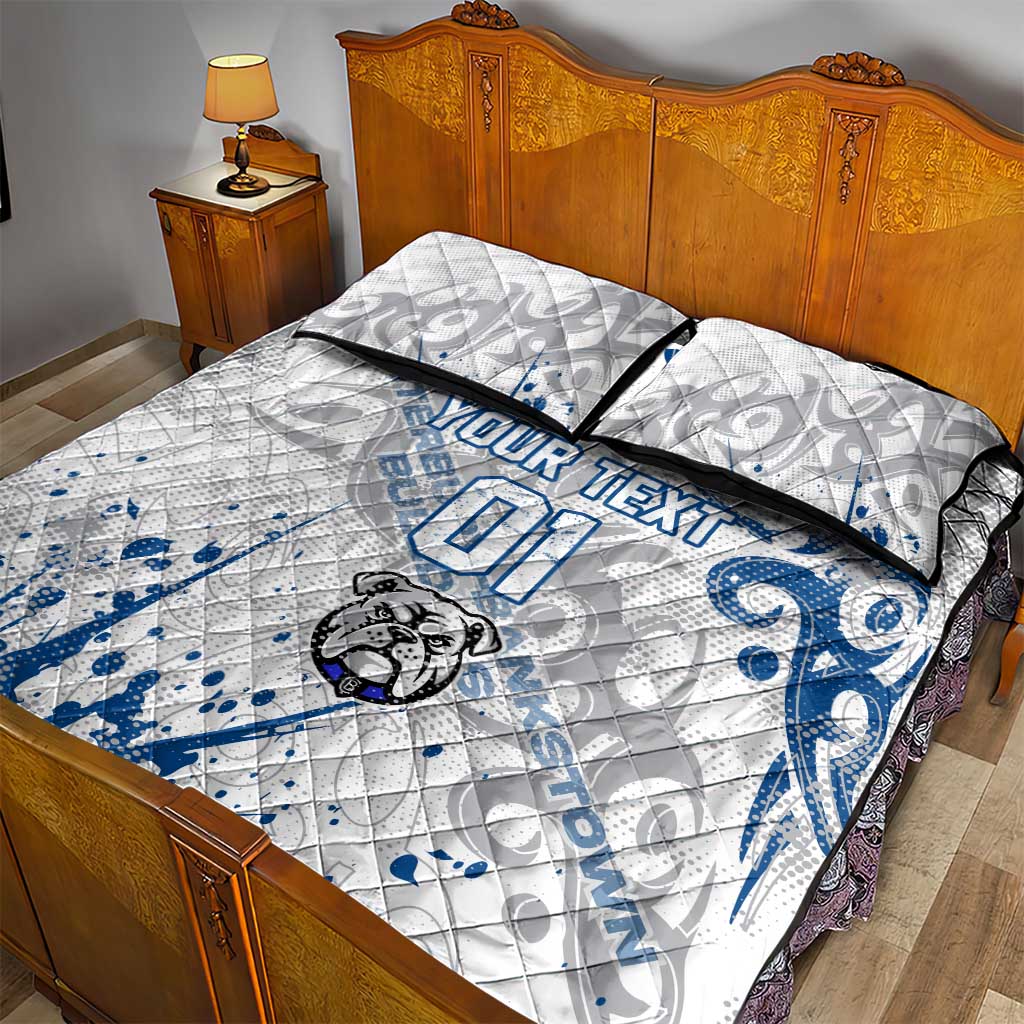 Personalized Canterbury-Bankstown Bulldogs Rugby Quilt Bed Set Urban Street Graffiti Style - Distressed Splatter Elements