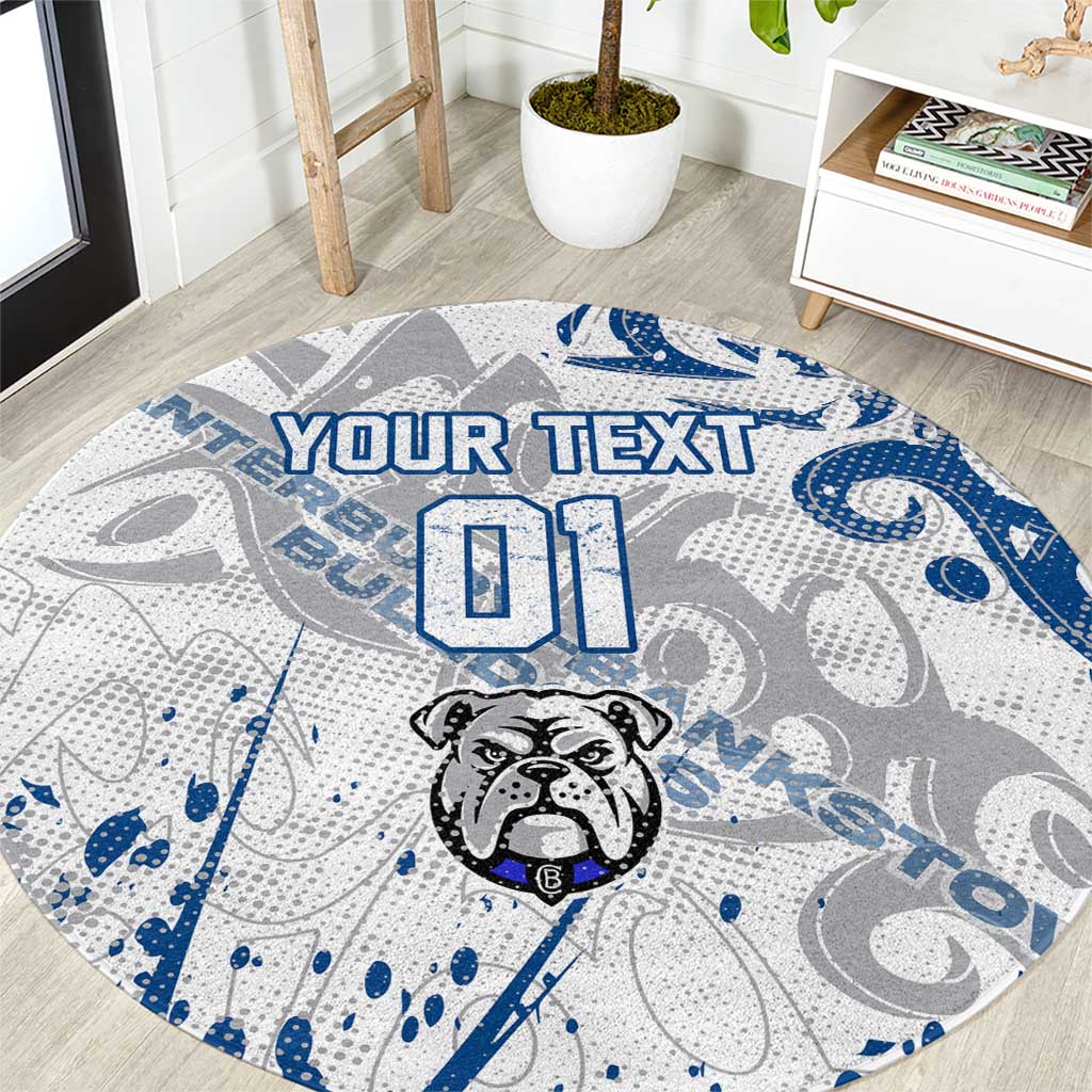 Personalized Canterbury-Bankstown Bulldogs Rugby Round Carpet Urban Street Graffiti Style - Distressed Splatter Elements