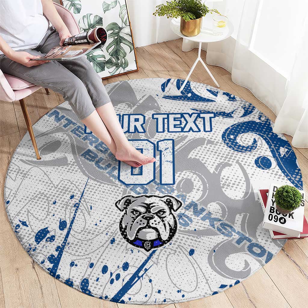 Personalized Canterbury-Bankstown Bulldogs Rugby Round Carpet Urban Street Graffiti Style - Distressed Splatter Elements