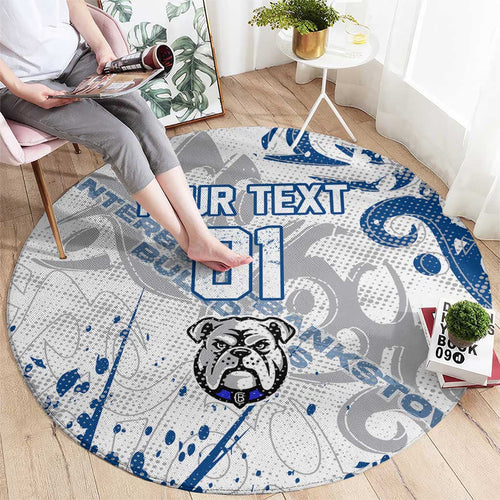 Personalized Canterbury-Bankstown Bulldogs Rugby Round Carpet Urban Street Graffiti Style - Distressed Splatter Elements