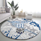 Personalized Canterbury-Bankstown Bulldogs Rugby Round Carpet Urban Street Graffiti Style - Distressed Splatter Elements