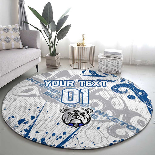 Personalized Canterbury-Bankstown Bulldogs Rugby Round Carpet Urban Street Graffiti Style - Distressed Splatter Elements