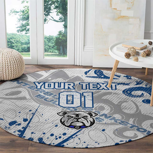 Personalized Canterbury-Bankstown Bulldogs Rugby Round Carpet Urban Street Graffiti Style - Distressed Splatter Elements