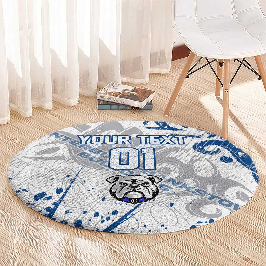 Personalized Canterbury-Bankstown Bulldogs Rugby Round Carpet Urban Street Graffiti Style - Distressed Splatter Elements