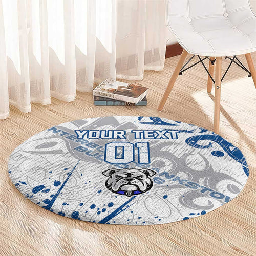 Personalized Canterbury-Bankstown Bulldogs Rugby Round Carpet Urban Street Graffiti Style - Distressed Splatter Elements