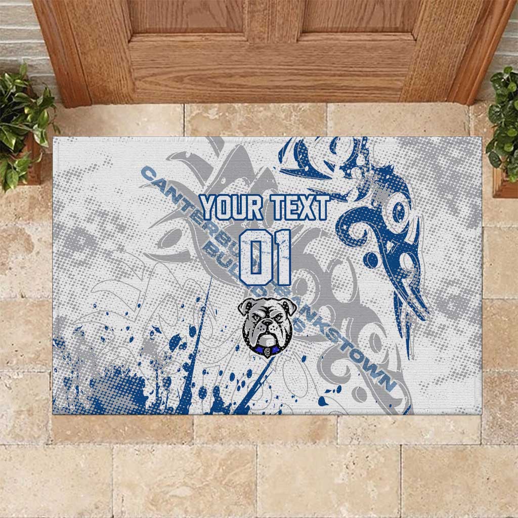Personalized Canterbury-Bankstown Bulldogs Rugby Rubber Doormat Urban Street Graffiti Style - Distressed Splatter Elements