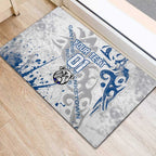 Personalized Canterbury-Bankstown Bulldogs Rugby Rubber Doormat Urban Street Graffiti Style - Distressed Splatter Elements
