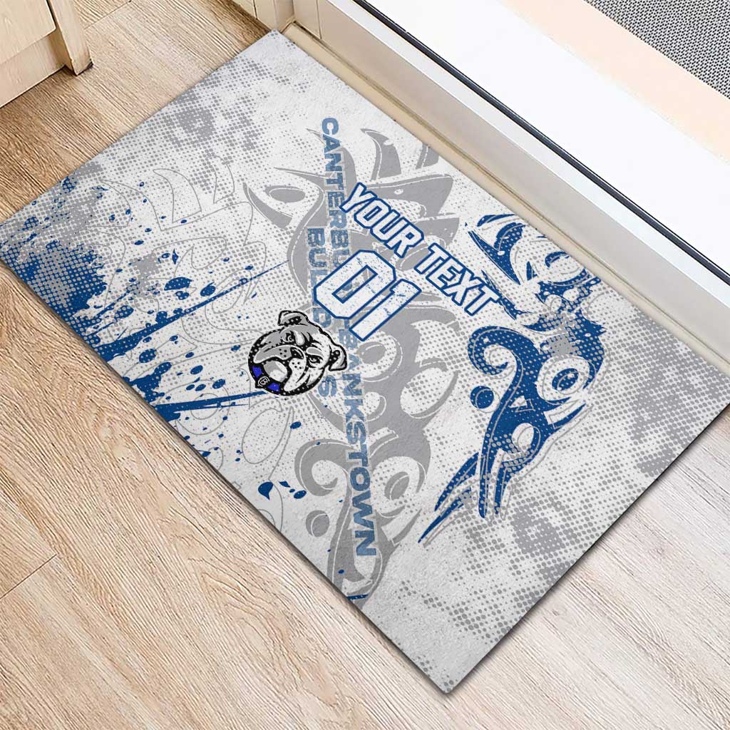 Personalized Canterbury-Bankstown Bulldogs Rugby Rubber Doormat Urban Street Graffiti Style - Distressed Splatter Elements