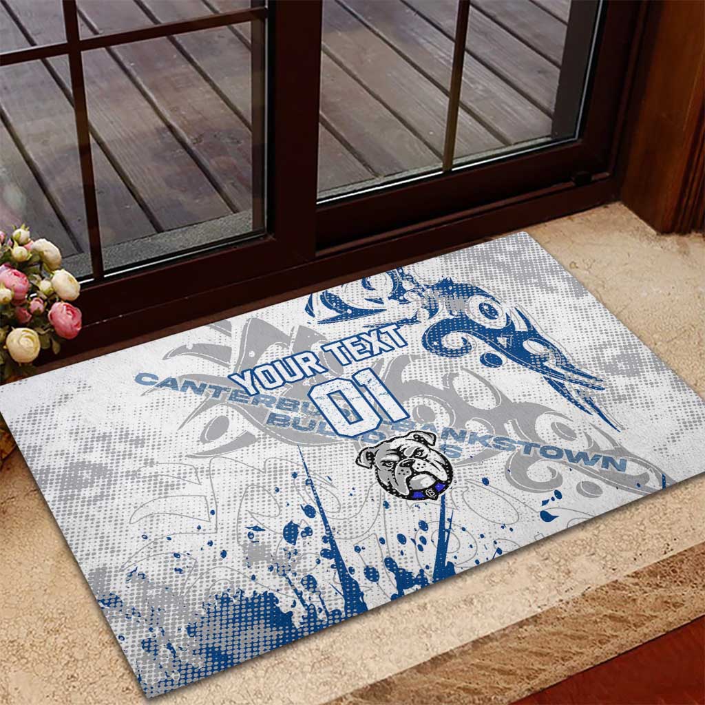 Personalized Canterbury-Bankstown Bulldogs Rugby Rubber Doormat Urban Street Graffiti Style - Distressed Splatter Elements