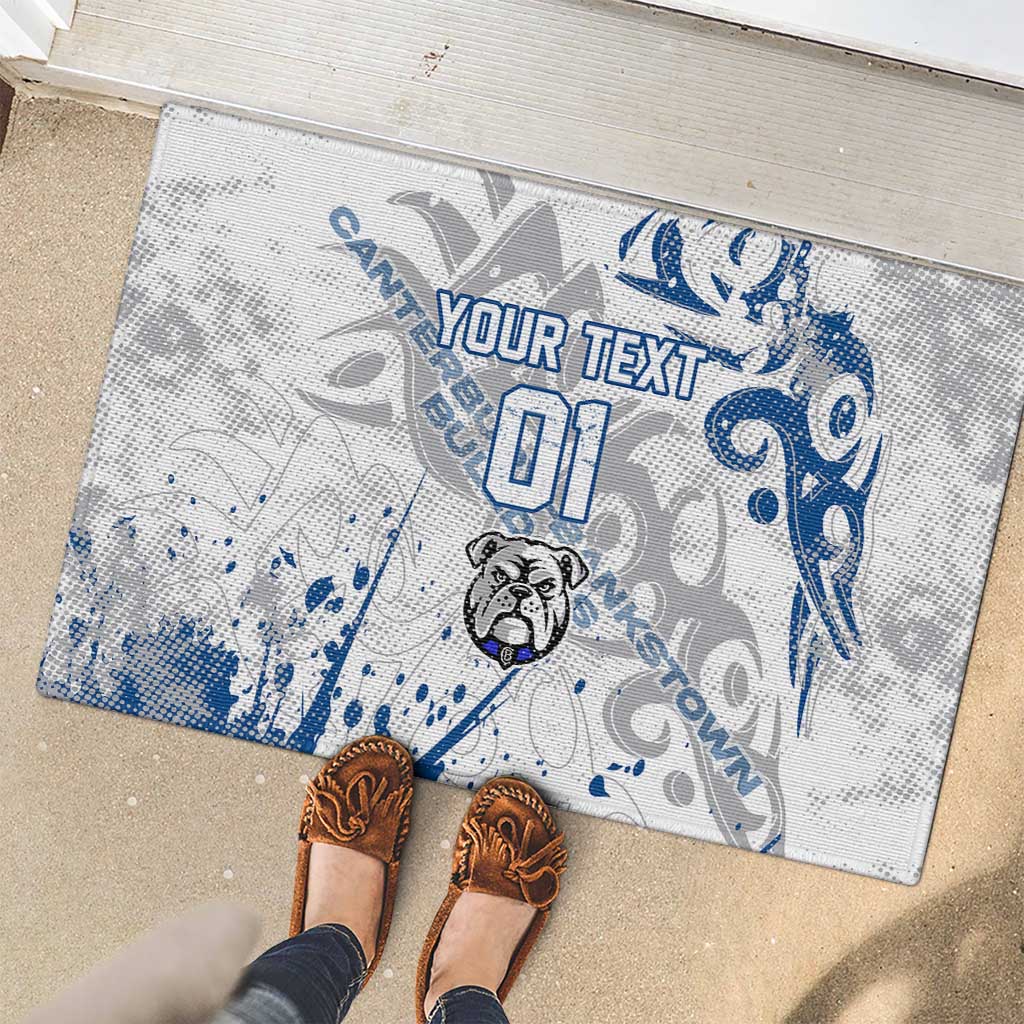 Personalized Canterbury-Bankstown Bulldogs Rugby Rubber Doormat Urban Street Graffiti Style - Distressed Splatter Elements