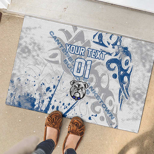 Personalized Canterbury-Bankstown Bulldogs Rugby Rubber Doormat Urban Street Graffiti Style - Distressed Splatter Elements