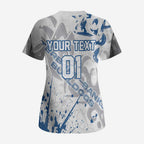 Personalized Canterbury-Bankstown Bulldogs Rugby Scrub Top Urban Street Graffiti Style - Distressed Splatter Elements