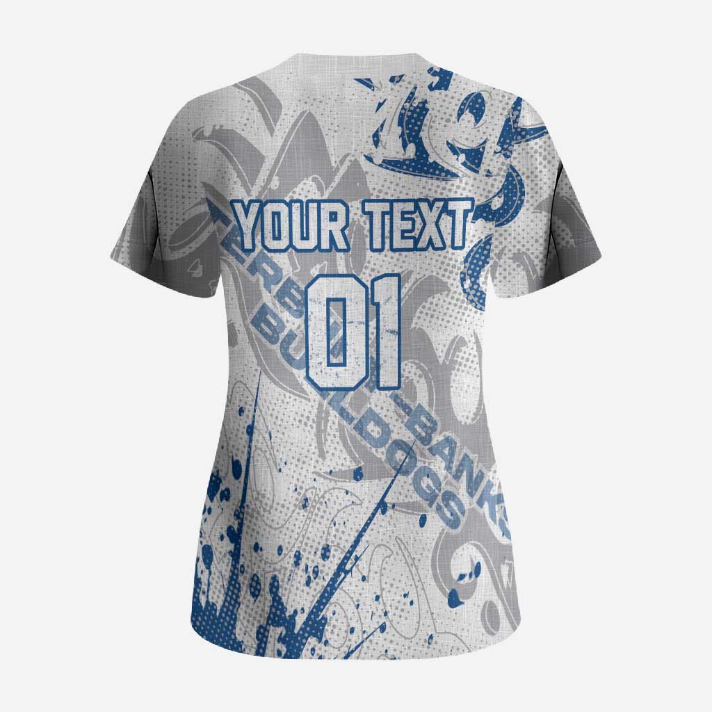Personalized Canterbury-Bankstown Bulldogs Rugby Scrub Top Urban Street Graffiti Style - Distressed Splatter Elements