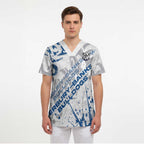 Personalized Canterbury-Bankstown Bulldogs Rugby Scrub Top Urban Street Graffiti Style - Distressed Splatter Elements
