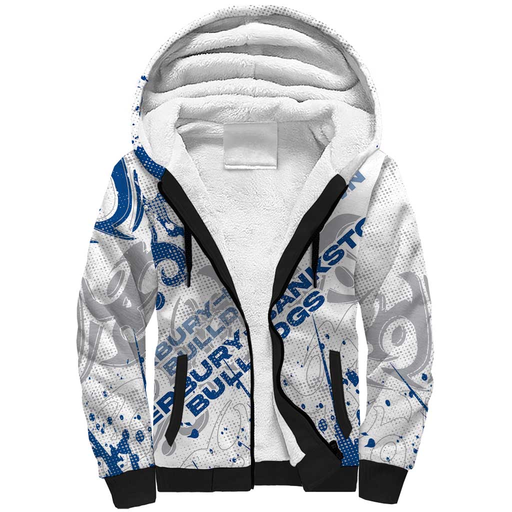 Personalized Canterbury-Bankstown Bulldogs Rugby Sherpa Hoodie Urban Street Graffiti Style - Distressed Splatter Elements