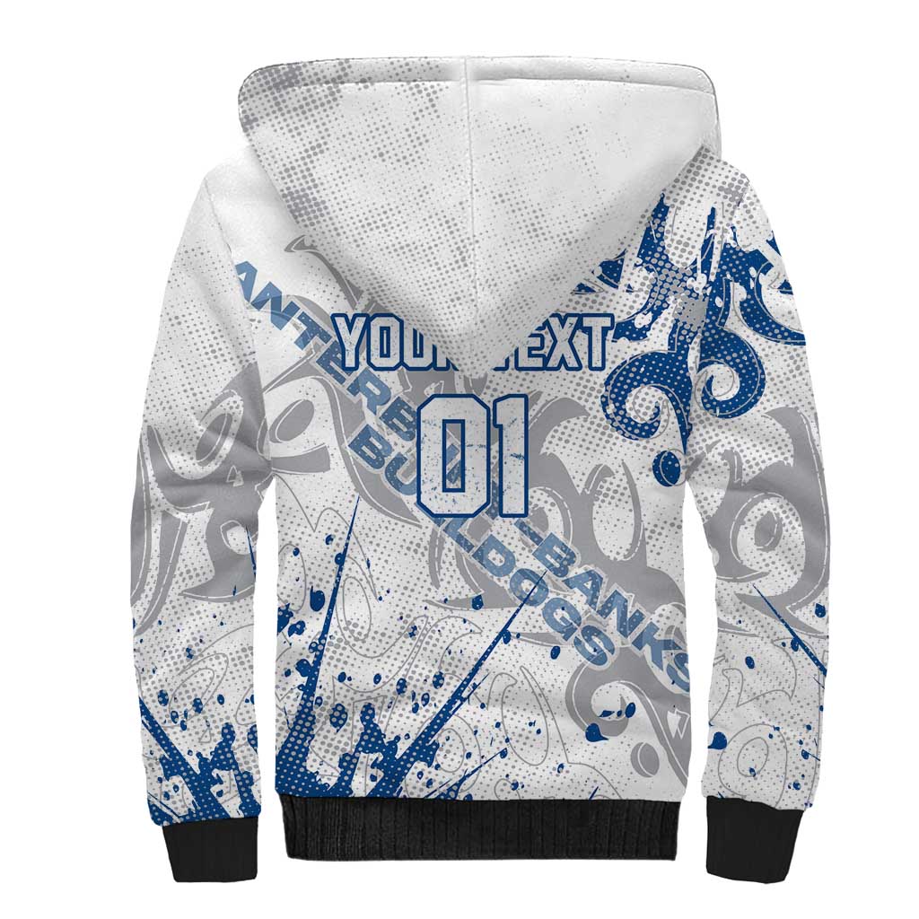 Personalized Canterbury-Bankstown Bulldogs Rugby Sherpa Hoodie Urban Street Graffiti Style - Distressed Splatter Elements