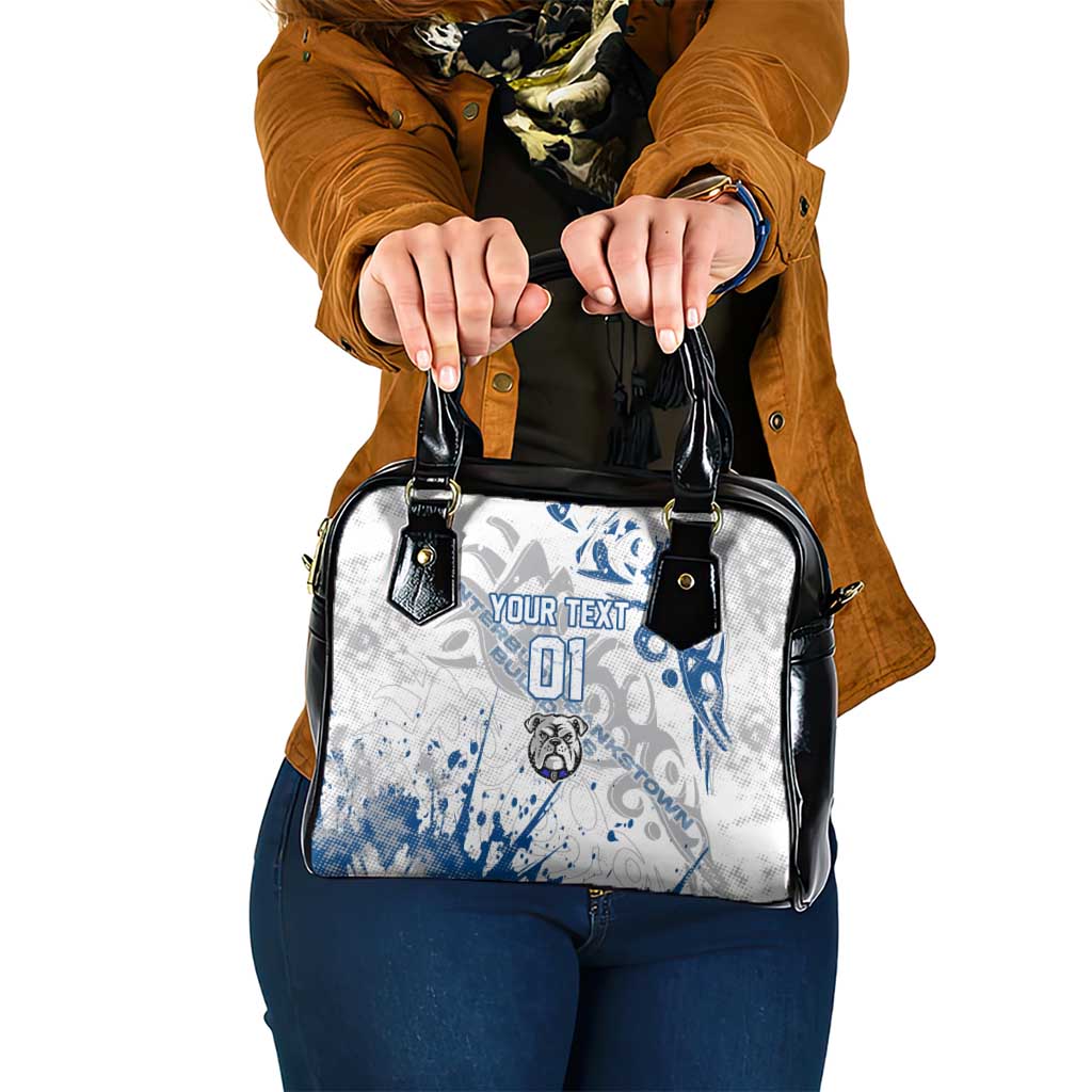 Personalized Canterbury-Bankstown Bulldogs Rugby Shoulder Handbag Urban Street Graffiti Style - Distressed Splatter Elements