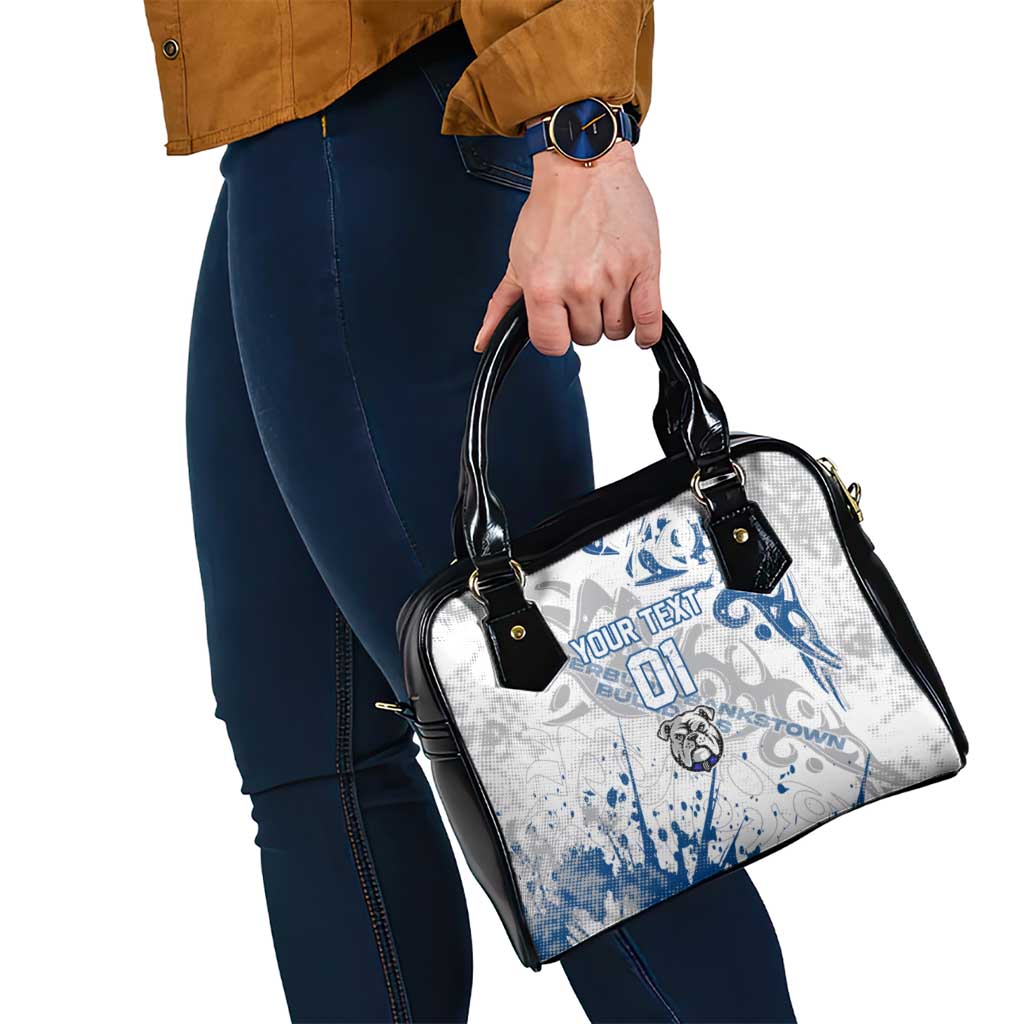 Personalized Canterbury-Bankstown Bulldogs Rugby Shoulder Handbag Urban Street Graffiti Style - Distressed Splatter Elements