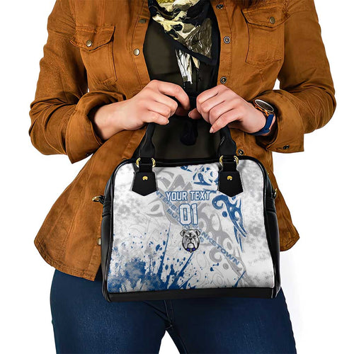 Personalized Canterbury-Bankstown Bulldogs Rugby Shoulder Handbag Urban Street Graffiti Style - Distressed Splatter Elements
