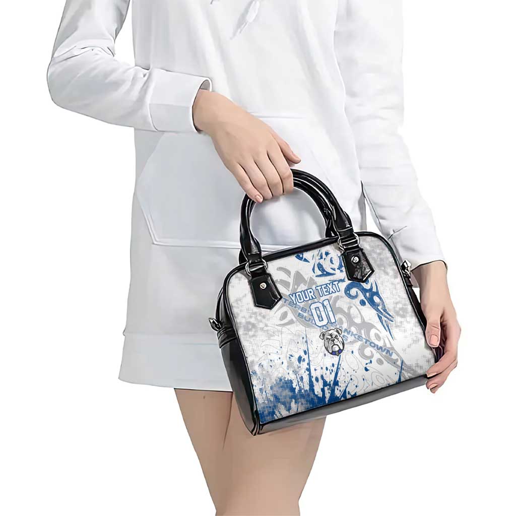 Personalized Canterbury-Bankstown Bulldogs Rugby Shoulder Handbag Urban Street Graffiti Style - Distressed Splatter Elements
