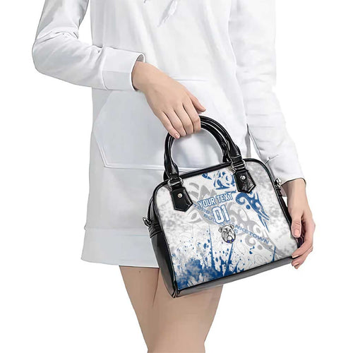 Personalized Canterbury-Bankstown Bulldogs Rugby Shoulder Handbag Urban Street Graffiti Style - Distressed Splatter Elements