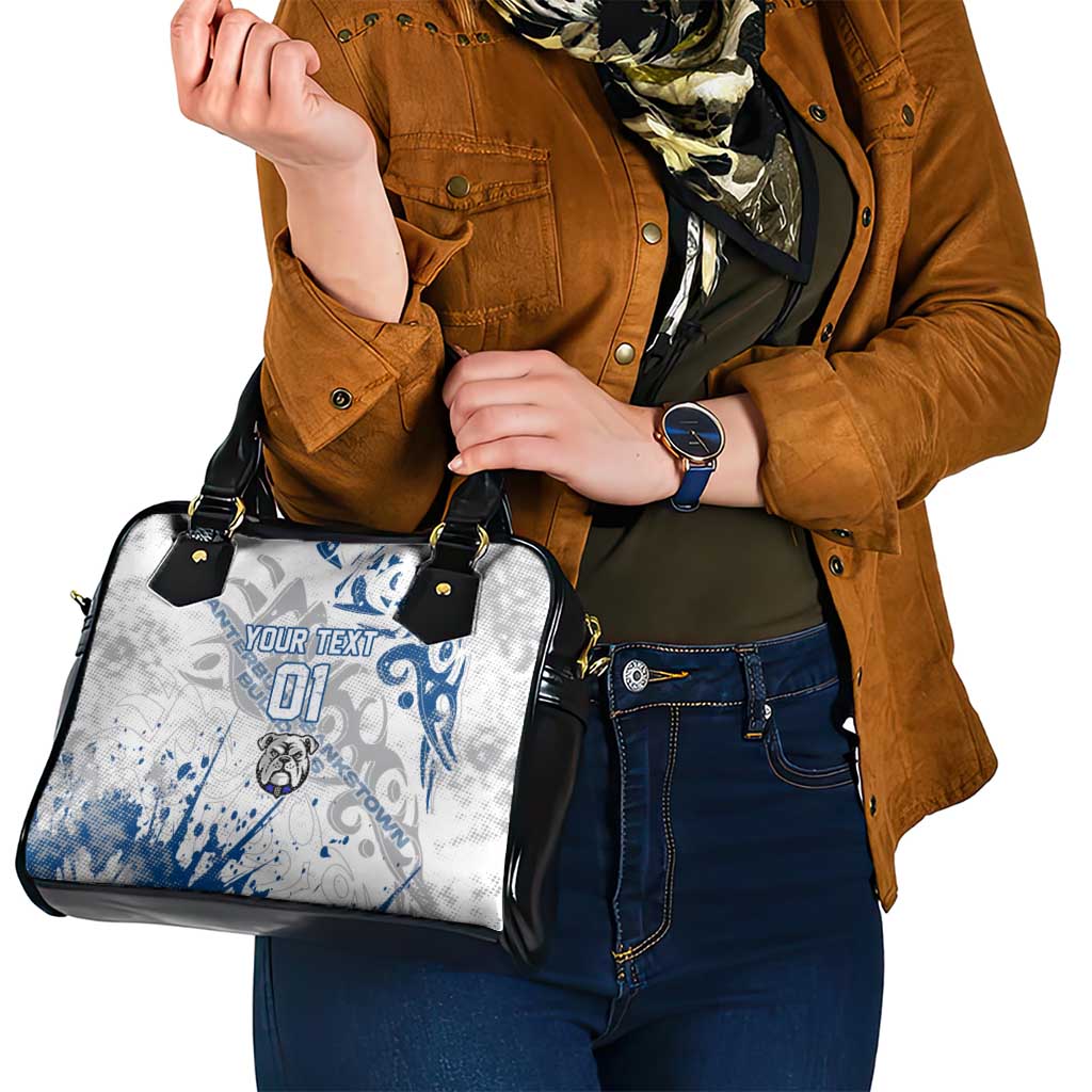 Personalized Canterbury-Bankstown Bulldogs Rugby Shoulder Handbag Urban Street Graffiti Style - Distressed Splatter Elements